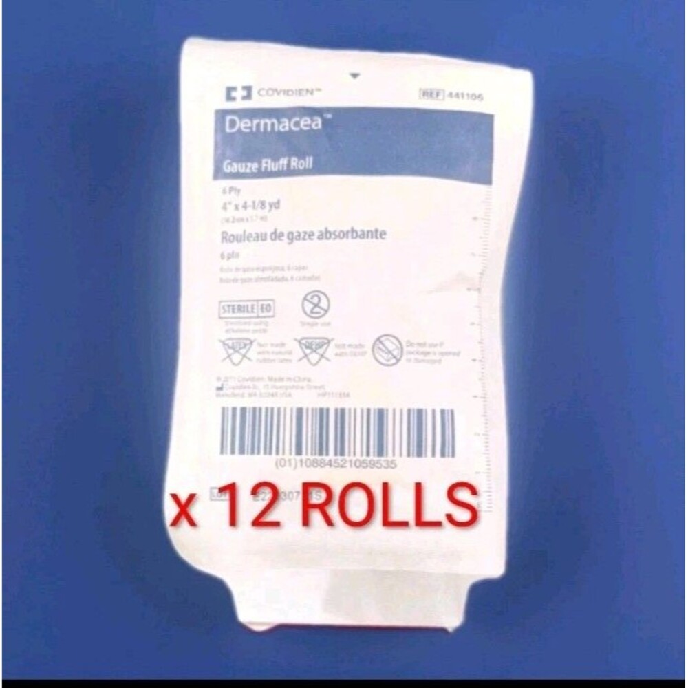 12 Rolls Kerlix Dermacia 6715 Sterile Cotton Fluff Bandage 4" x 4-1/8" yd 6 Ply